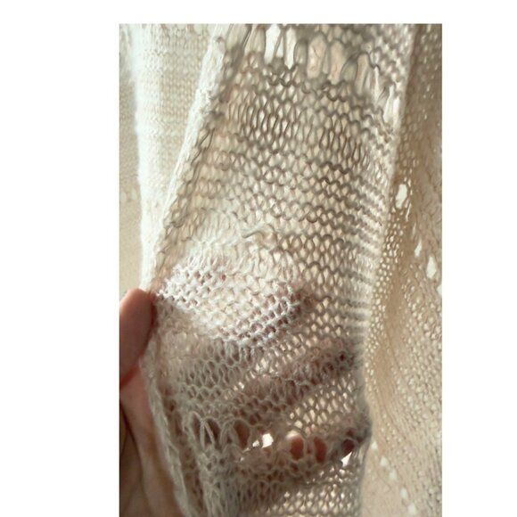 Free People Lightweight Blanket Wrap Boho Open Knit Tassel Shawl One Size - Picture 10 of 11